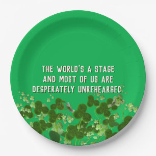 Irish quote with shamrocks paper plates