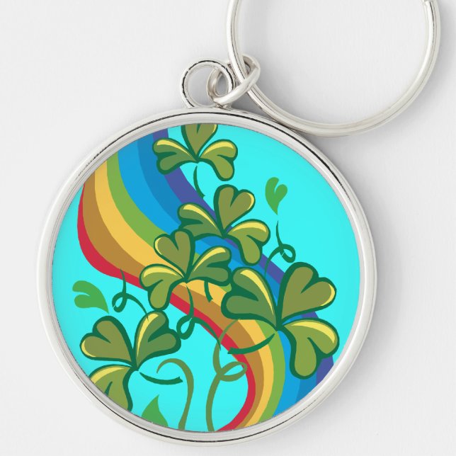 Irish Rainbow and Shamrocks Keychain (Front)