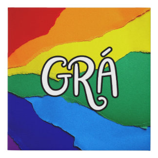 Irish Rainbow Love - Grá means love Faux Canvas Print