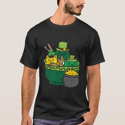 Irish Ramen Cats Anime St Patricks Day T_Shirt