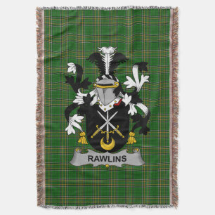 Irish Rawlins Coat of Arms Family Crest Ireland Throw Blanket