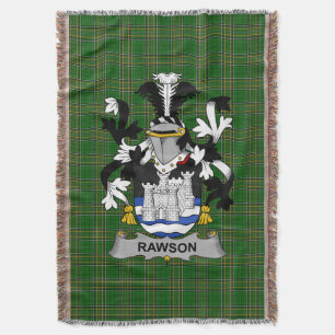 Irish Rawson Coat of Arms Family Crest Ireland Throw Blanket