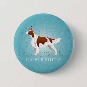 Irish Red and White Birthday Design Pinback Button