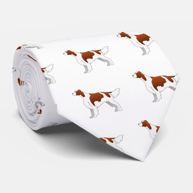 Irish Red and White Setter Basic Illustration Neck Tie (Rolled)
