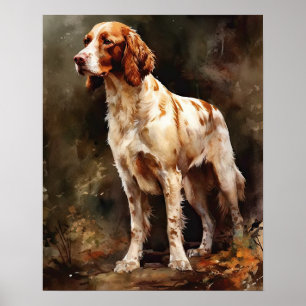 Irish Red And White Setter Dog Art Print Poster