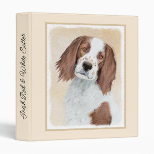 Irish Red and White Setter Painting - Original Art 3 Ring Binder