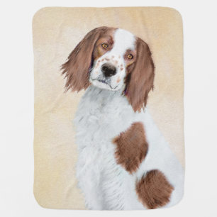 Irish Red and White Setter Painting - Original Art Baby Blanket