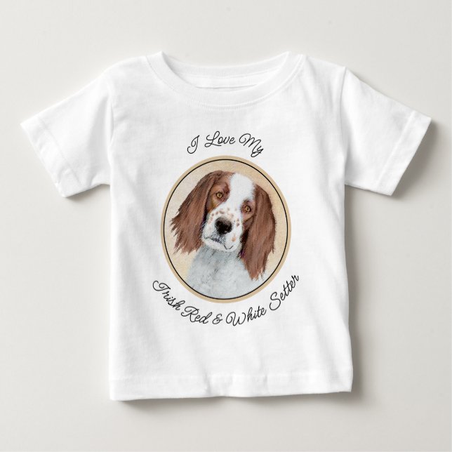 Irish Red and White Setter Painting - Original Art Baby T-Shirt (Front)