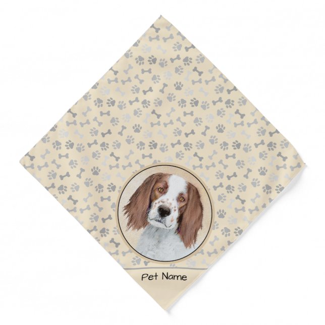 Irish Red and White Setter Painting Original Art Bandana (Front)