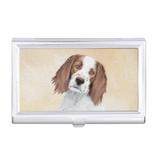 Irish Red and White Setter Painting - Original Art Business Card Case
