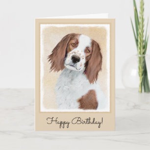 Irish Red and White Setter Painting - Original Art Card