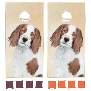 Irish Red and White Setter Painting - Original Art Cornhole Set