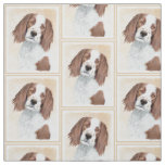 Irish Red and White Setter Painting - Original Art Fabric