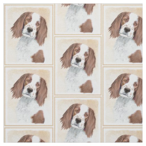 Irish Red and White Setter Painting - Original Art Fabric