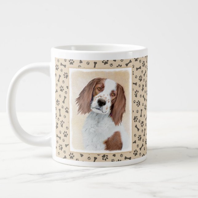 Irish Red and White Setter Painting - Original Art Giant Coffee Mug (Left)