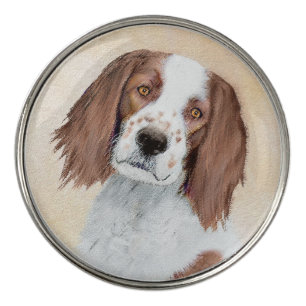 Irish Red and White Setter Painting - Original Art Golf Ball Marker