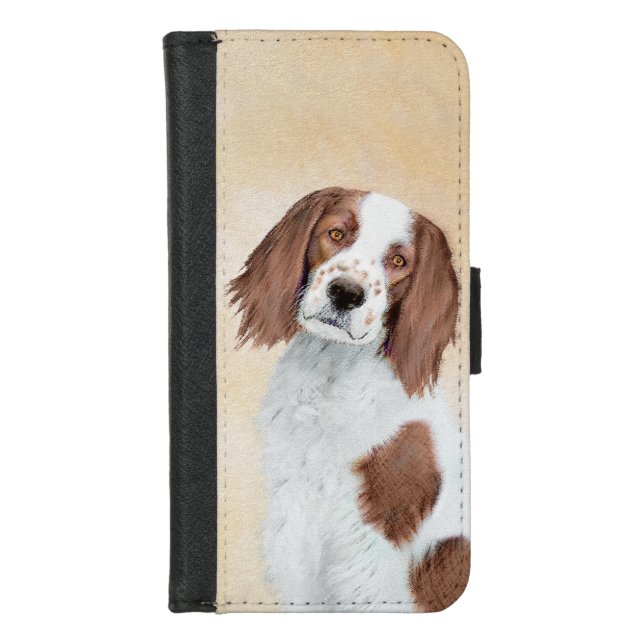 Irish Red and White Setter Painting - Original Art iPhone Wallet Case (Front)