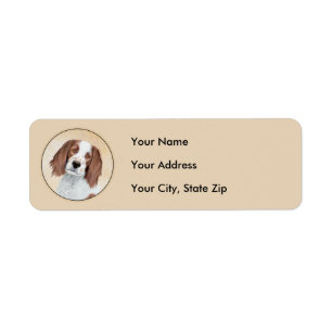 Irish Red and White Setter Painting - Original Art Label