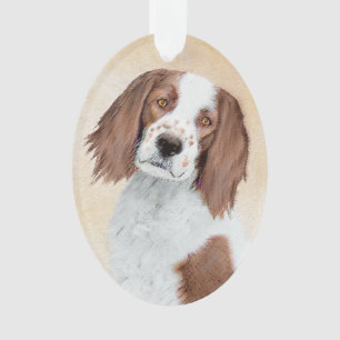 Irish Red and White Setter Painting - Original Art Ornament