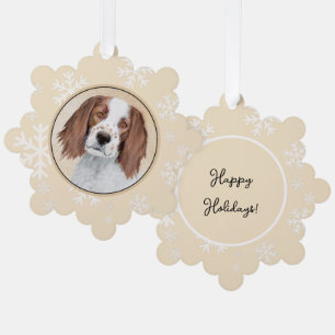 Irish Red and White Setter Painting - Original Art Ornament Card