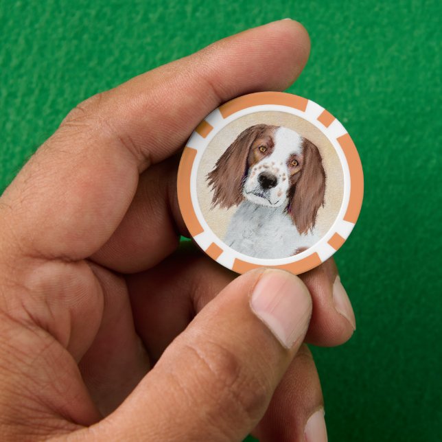 Irish Red and White Setter Painting - Original Art Poker Chips (Hand)