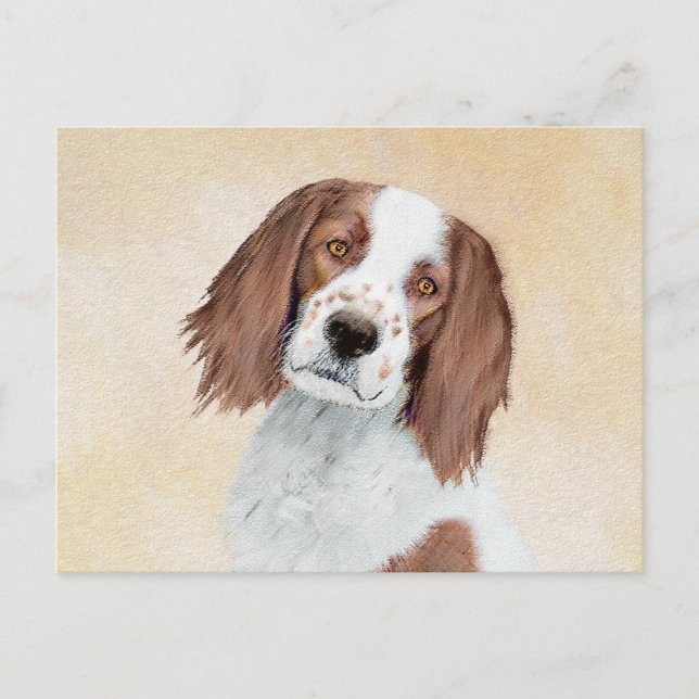 Irish Red and White Setter Painting - Original Art Postcard (Front)