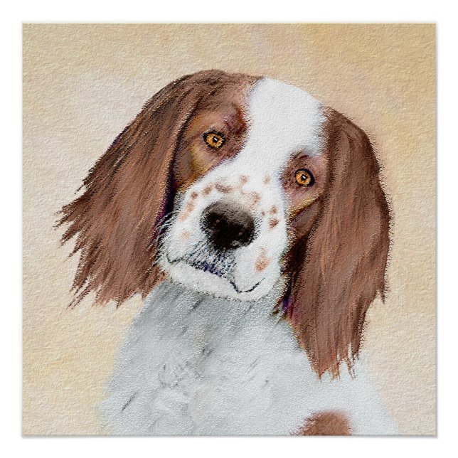 Irish Red and White Setter Painting - Original Art Poster (Front)