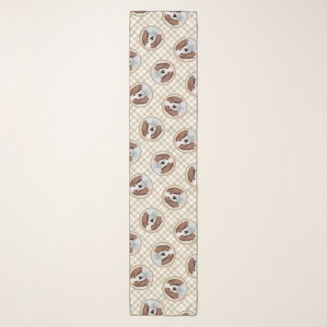 Irish Red and White Setter Painting Original Art Scarf (Front)