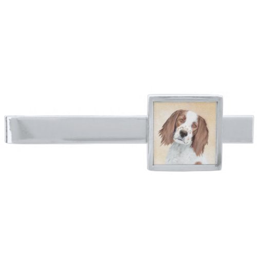 Irish Red and White Setter Painting _ Original Art Silver Finish Tie Bar