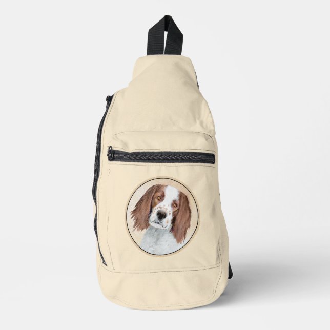 Irish Red and White Setter Painting Original Art Sling Bag (Front)