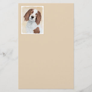 Irish Red and White Setter Painting - Original Art Stationery