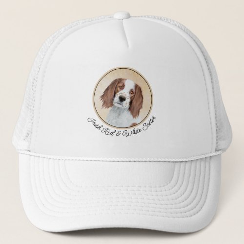 Irish Red and White Setter Painting _ Original Art Trucker Hat