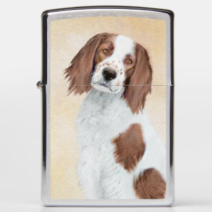 Irish Red and White Setter Painting - Original Art Zippo Lighter