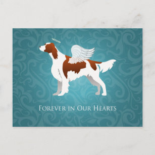 Irish Red and White Setter Pet Memorial Dog Angel Postcard