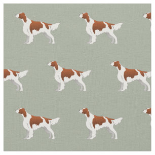 Irish Red and White Setter Silhouette Tiled Basic Fabric