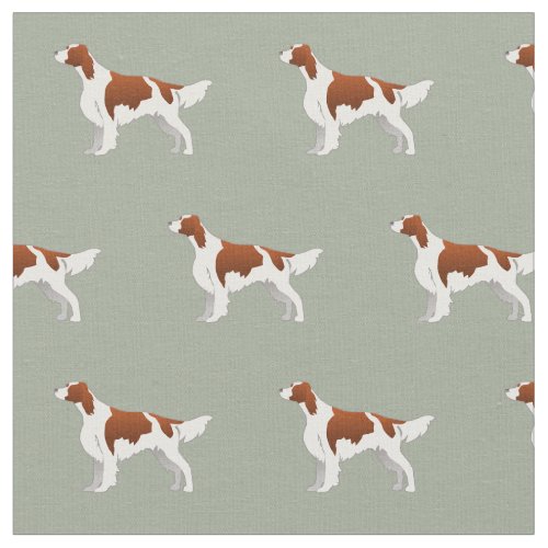 Irish Red and White Setter Silhouette Tiled Basic Fabric