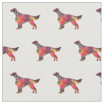 Irish Red and White Setter Silhouette Tiled Multi Fabric