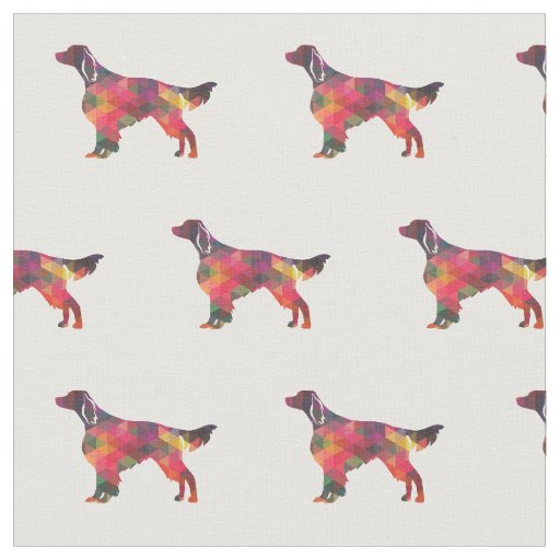 Irish Red and White Setter Silhouette Tiled Multi Fabric
