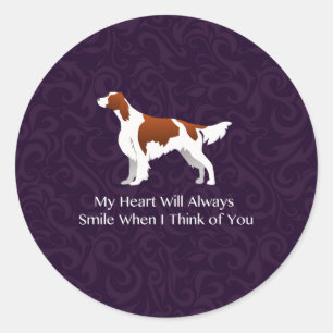 Irish Red and White Setter Thinking of You Classic Round Sticker