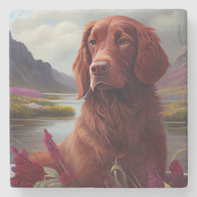 Irish Red on a Paddle: A Scenic Adventure Stone Coaster (Front)