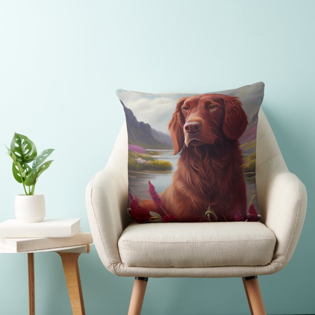 Irish Red on a Paddle: A Scenic Adventure  Throw Pillow (Chair)