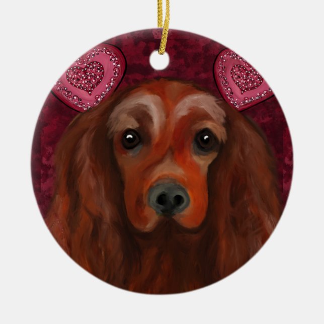 Irish Red Setter     Ceramic Ornament (Front)