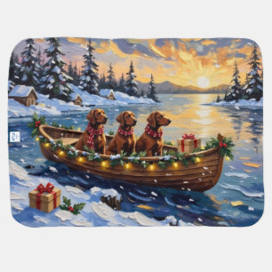 Irish Red Setter Christmas Boat Holiday Baby Blanket