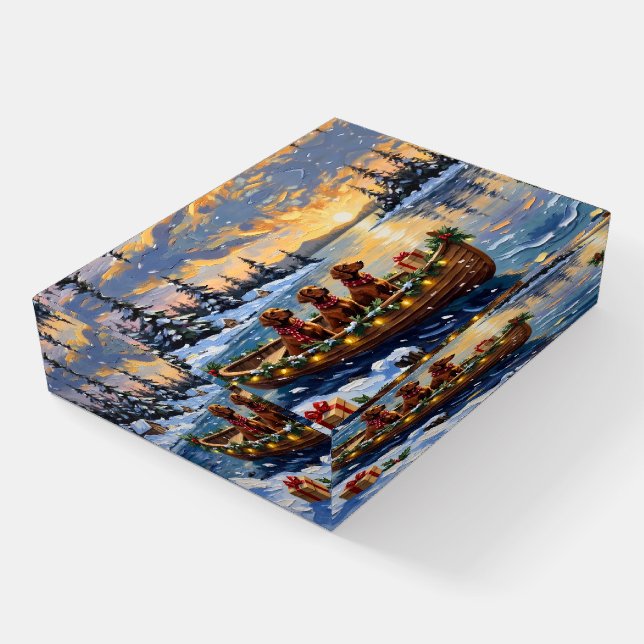 Irish Red Setter Christmas Boat Holiday Paperweight (Angled)