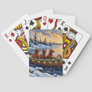 Irish Red Setter Christmas Boat Holiday Poker Cards