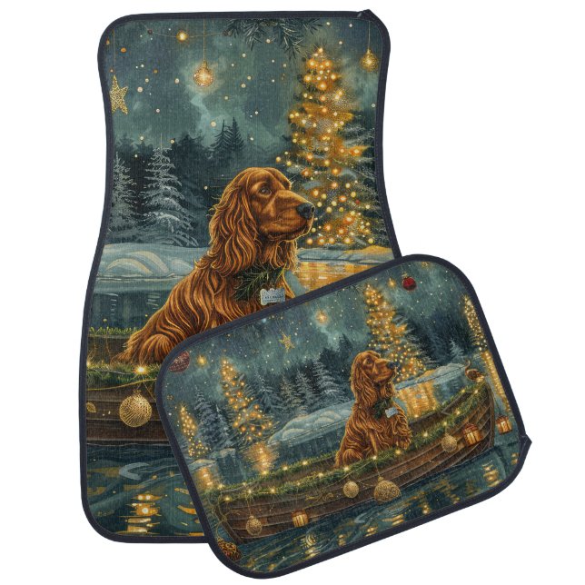 Irish Red Setter Christmas Festive Voyage Car Floor Mat (Set)