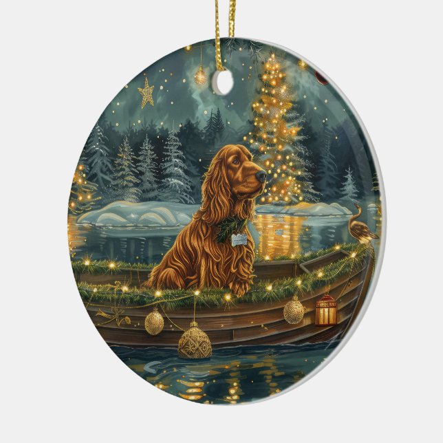 Irish Red Setter Christmas Festive Voyage Ceramic Ornament (Left)