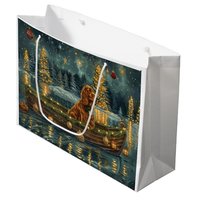 Irish Red Setter Christmas Festive Voyage Large Gift Bag (Front Angled)
