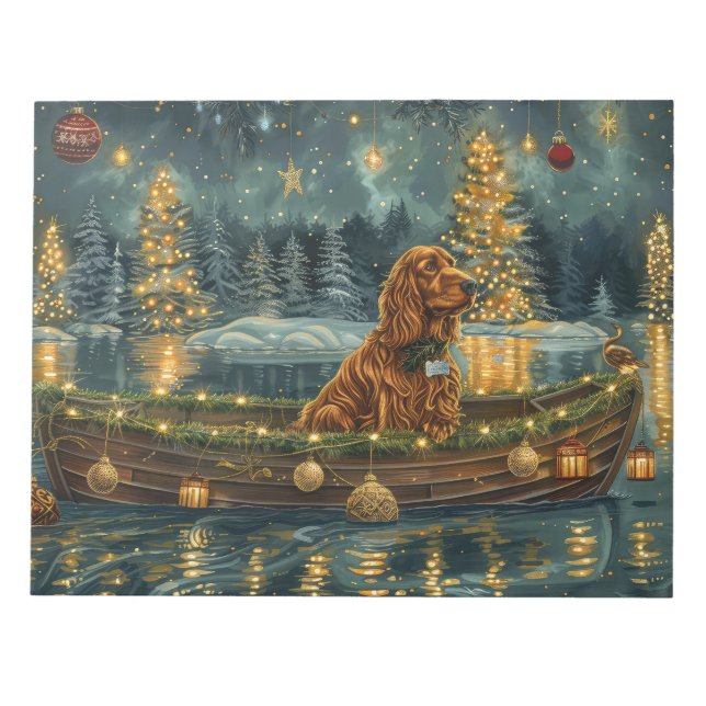 Irish Red Setter Christmas Festive Voyage Notepad (Front)
