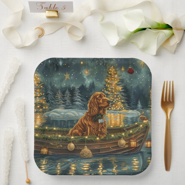 Irish Red Setter Christmas Festive Voyage Paper Plates (Wedding)